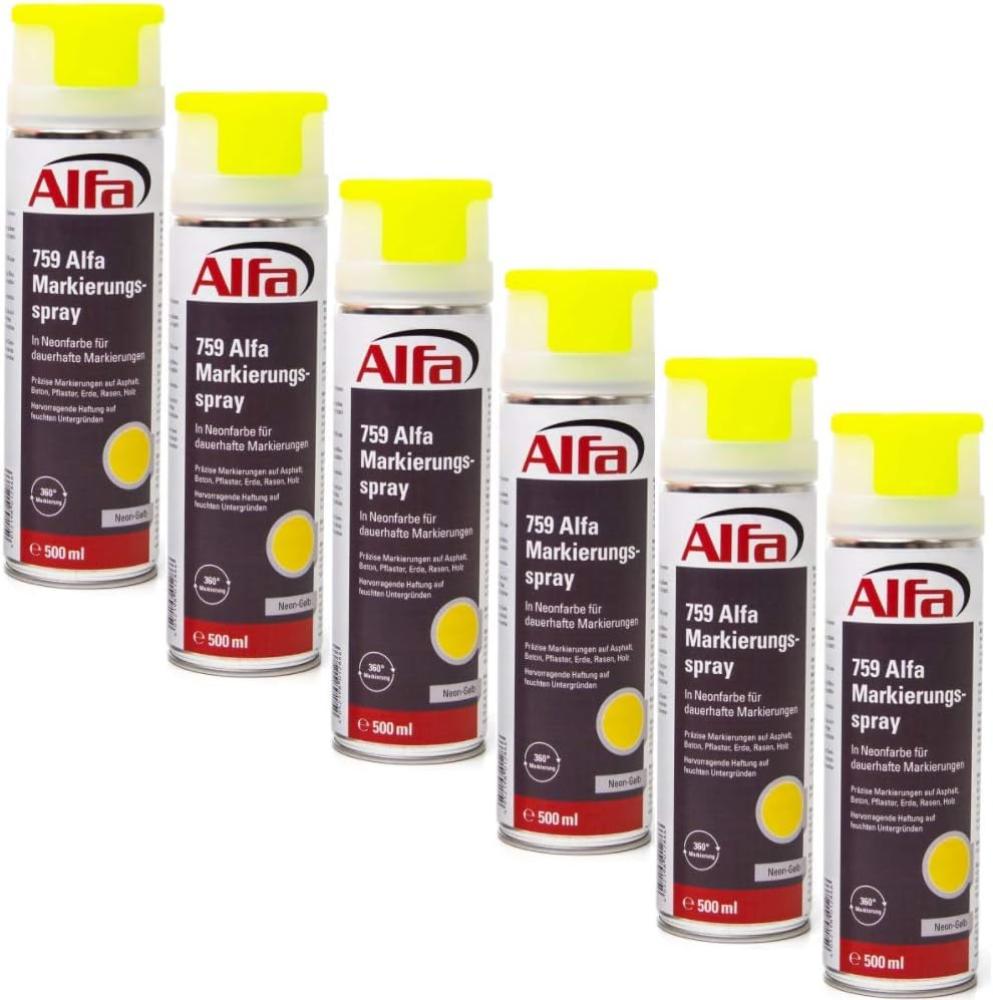 6x Alfa Markierungsspray / Signierspray (500 ml) - neongelb